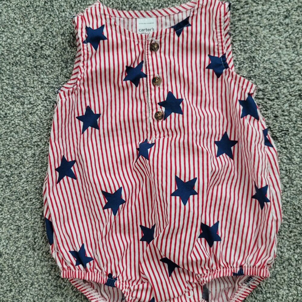 *** Bundle Only *** Carters Red white Blue Stars Romper 12 months